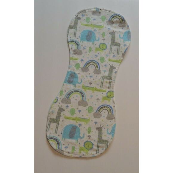 Baby Flannel Burp Cloth Contoured Cotton Double Layer Handmade Giraffe Crocodile - Picture 1 of 7
